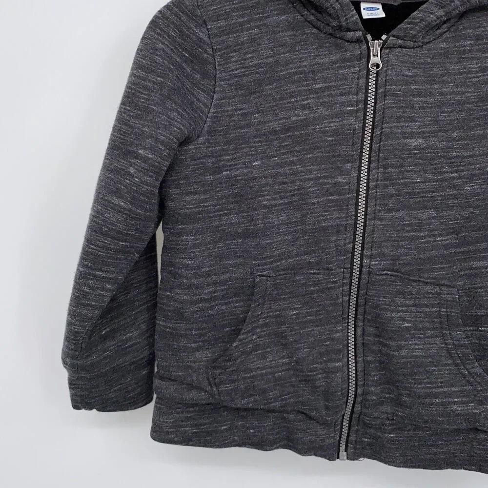 Old Navy Kids Hooded Full Zip Fleece Lined Sweatshirt Gray Small 6-7